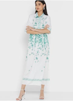 Buy Fit & Flare Collar Detail Dress in UAE