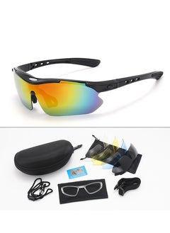 Buy Chielor Polarized Sports Sunglasses UV400 with 5 Interchangeable Lenses for Men & Women – Baseball, Driving, Fishing, Golf, Running, Cycling Glasses (Black) in UAE