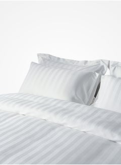 Buy MicrofiberHotel Duvet Cover Sets, Fits 120 cm x 200 cm Size Bed, 4 Pcs Single Size, Hotel Stripe Pattern in Saudi Arabia