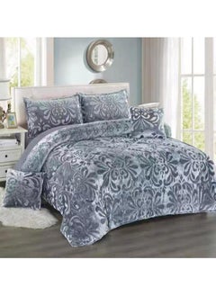 اشتري COMFY 6PC SOFT & LUXURIOUS FAUX FUR GREY FLORAL KING SIZE COMFORTER SET في الامارات