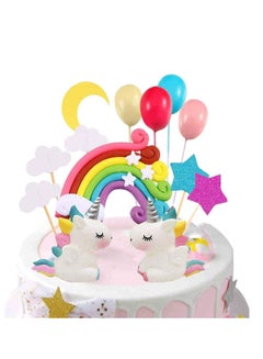 Buy Unicorn Cake Topper Kit, Good Unicorn Cake Topper Cloud Rainbow Star Balloon Cake, 15 Pcs Topper Cake Decorations Stand Up Wafer, for Birthday Wedding Baby Shower Party, Kids Happy Birthday Party in UAE