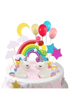 Buy Unicorn Cake Topper Kit, Good Unicorn Cake Topper Cloud Rainbow Star Balloon Cake, 15 Pcs Topper Cake Decorations Stand Up Wafer, for Birthday Wedding Baby Shower Party, Kids Happy Birthday Party in UAE