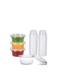 Zeml Portion Cups with Lids (2 Ounces 100 Pack) Disposable Plastic