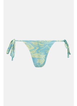 Buy Women Abstract Print Bikini Bottom, Blue Combo in UAE