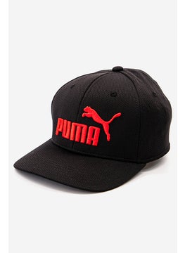 Buy Unisex Stretchable Fit Embroidered Logo Cap, Black and Red in Saudi Arabia