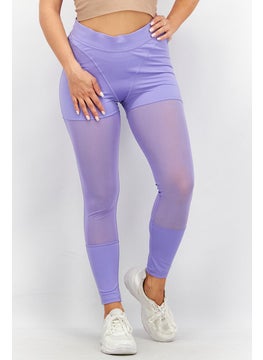 Buy Women Sport Fit Training Cardi Mesh Tight, Purple in UAE