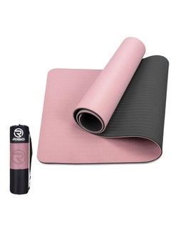 اشتري Eco-Friendly 6mm TPE Yoga Mat with Strap, Bag - Knee Support, Non-Slip, Lightweight for Yoga, Pilates, Fitness, Home Workouts -Pink في السعودية