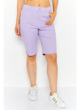 اشتري Women Solid Denim Shorts, Lavender في الامارات