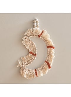 اشتري Rotana Moon Shaped Wire Wall Hanging with Wooden Beads Ring 30 x 30 cm في الامارات