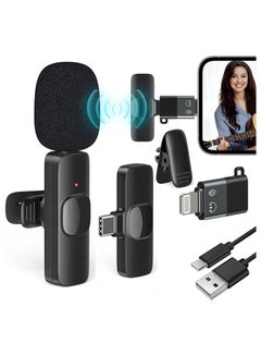 Buy K8 wireless microphone, 2.4ghz 2 in 1 digital mini portable recording clip mic with receiver for all type-c lightning mobile phones camera laptop for vlogging youtube online class, zoom call in Egypt