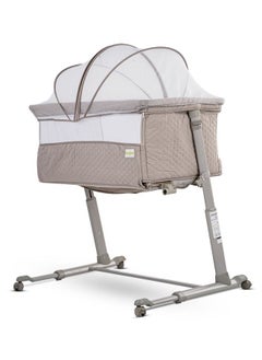 Buy Cradella Cradle For Baby Cot Bedside Crib Portable Convertible Bassinet With Adjustable Height Wheels Mosquito Net Toys For Toddlers 0 To 18 Months Grey in UAE