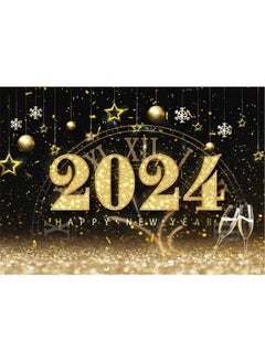Buy 12X8Ft Fabric Happy New Year 2024 Backdrop Golden Glitter Sequins 2024 Pocket Watch Dial Countdown Photo Background New Year'S Eve Party Banner Child Baby Adult Portrait Shoot in Saudi Arabia