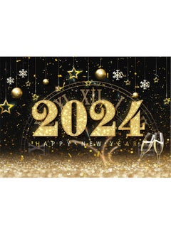 Buy 12X8Ft Fabric Happy New Year 2024 Backdrop Golden Glitter Sequins 2024 Pocket Watch Dial Countdown Photo Background New Year'S Eve Party Banner Child Baby Adult Portrait Shoot in Saudi Arabia