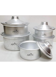 Buy 10-Piece Basari Cooking Pot Silver Pot 17.5 x 8, Pot 18.5 x 9.5, Pot 19.5 x 10, Pot 23 x 11, Pot 25 x 12cm  ( 5Pcs Pot, 5Pcs Lid) in UAE