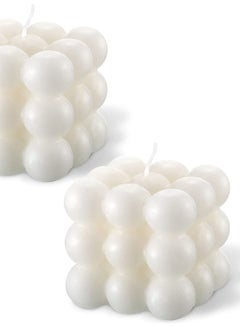 Buy 2 Pieces Bubble Cube Scented Candle for Home Decor & Fragrance - White in UAE