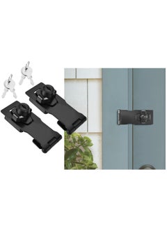 اشتري Robuistline Pack Of 2 Hasps And Staples 4 Inch Matt Black W/Lock For Small Doors Cabinets And More Chrome Plated Hasp Lock Catch Latch Safety Lock No 306 في الامارات