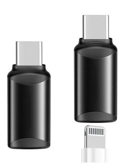 Buy For Lightning Female to USB C Male Adapter for iPhone 15/15 Pro/15 Pro Max/15 Plus, for iPad Air, Samsung, Support Charging & Data Transfer, Type C Charger Connector Cable (2 Pcs, Black) in Saudi Arabia