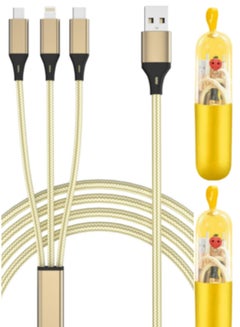 Buy (2-pack) 3 in 1 Multi USB Charging Cables for Android & iphone, Random Color（Gold，Black，Silvery） in UAE