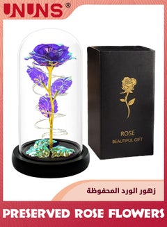 Buy Colorful Artificial Flower Rose Gift,LED Light Forever Rose Birthday Gifts For Women Mom Grandma Wife,Rose Flower In Glass Dome,Timeless Beauty,Unique Gifts For Mother's Day/Birthdays,Purple in Saudi Arabia