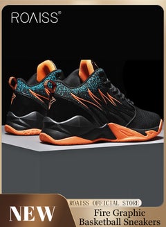 Buy New Men Lace up Front Fire Graphic Basketball Sneakers Sport Outdoor Non slip Shoes  Casual Lightweight Comfy Men Walking Shoes for Young Men Teenagers Spring and Summer in Saudi Arabia