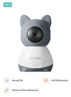 Buy Smart 360 Degree Baby Camera with Motion & Sound Detection & HD Resolution & Tesla Home App - Grey in UAE