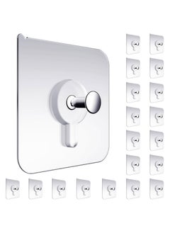 Buy Adhesive Hooks Heavy Duty, 20Pcs Wall Hooks for Hanging, Wall Hangers without Nails, 2 in 1 Screw Free Sticker for Wall Mount Shelf, Waterproof Rustproof Wall Hook for Bathroom Bedroom Picture Hanger in Saudi Arabia