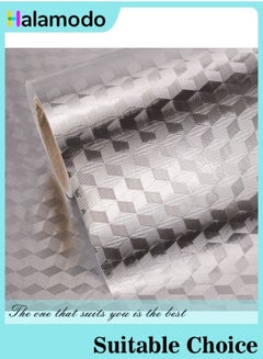 Buy Kitchen Aluminum Foil Oil and Waterproof Self Adhesive Sticker Silver in Saudi Arabia