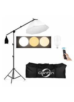 اشتري Photography Lighting Kit with 280W 3 Colors Remote Bulbs Softbox,C Cantilever Stand with Boom Arm,Carry Bag for Video Recording, Portraits Shooting في السعودية