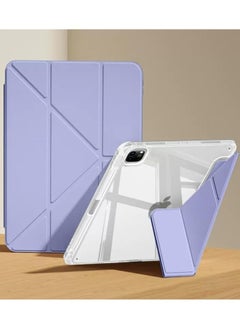 اشتري Clear Back Case for iPad Pro 13 (2024, M4, 7th Generation) Tablet,Smart Magnetic Flip Stand Soft TPU Back Cover With Pencil Holder & Auto Sleep Wake for iPad Pro 13 Inch (Purple) في الامارات