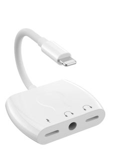 Buy Dual Lightning Splitter for iPhone, Headphone Jack Audio Adapter & Splitter & Cable, for iPhone 13/12/SE/11/Xs/XR/X/8 7, Support iOS 15 (White) in UAE