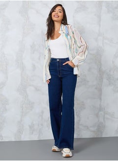 اشتري Mid Rise Wide Leg Jeans with Pockets في السعودية