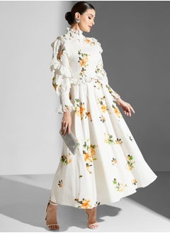 Buy Floral Ruffle Detail Dress in UAE