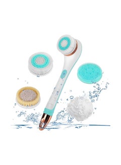 Buy Electric Body Brush, Scrubber Shower Brush with Long Handle, Back Scrubber with 4 Spin Brush Heads, USB Rechargeable Silicone Body Brush, for Body Cleansing Exfoliation Waterproof and Non-Slip in Saudi Arabia