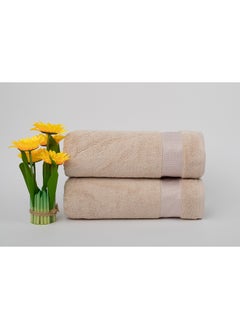 Buy Towel LUXURY - 600 GSM - 100% Cotton Terry -2 Bath  70x140 cm-Premium Touch-Quick Dry - Super Absorbent-Cream in Saudi Arabia