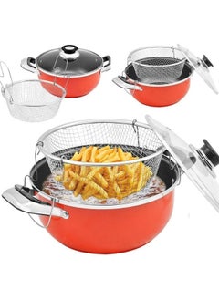 Buy 28cm Restless Stainless Steel Non-stick Chip Pan Household Fryer With Basket in Egypt