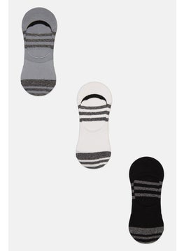 اشتري Men 3 Pairs Invisible Socks, Black/White/Grey في السعودية