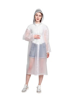 Buy Rain Poncho Adults 1 Pack Women or Men Reusable Raincoat Jacket For Family Fishing Travel Emergency no PVC with Hood and Elastic Sleeving in Saudi Arabia