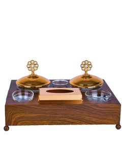 Buy A hospitality set that contains a date a bowl a cup a place for napkins and a luxurious base, featuring a wonderful and beautiful design for serving to guests, Wooden in Saudi Arabia