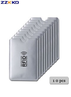 Buy 10pcs RFID Anti-theft NFC Shielding Anti-Degaussing Aluminum Foil Card Sleeve Blocking Card Reader Credit Card Holder in Saudi Arabia