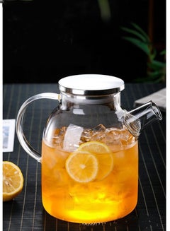 Buy Glass Water Pitche,Borosilicate Glass Teapot for Hot/Cold Water，Glass Water Kettle 1.6L in UAE