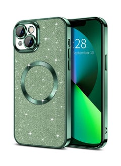 Buy iPhone 14 Case Glitter, Clear Magnetic Phone Cases with Camera Lens Protector [Compatible with MagSafe] Bling Sparkle Plating Soft TPU Slim Shockproof Protective Cover Women Girls in UAE