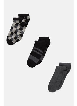 اشتري Men 3 Pairs Ankle Socks, Black Combo في الامارات