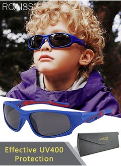 Buy Polarized Sports Sunglasses for Boys and Girls, UV400 Protection Cycling Glasses, Dustproof Cycling Goggles for Baseball Running Outings, Dark Blue in UAE