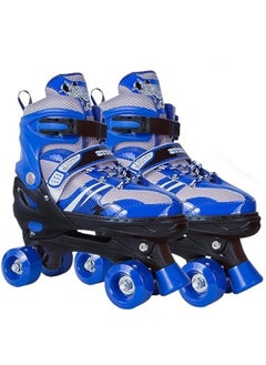 اشتري Kids Unisex Four Wheel Roller Skating Shoes, S (Size 30-34) - Blue في السعودية