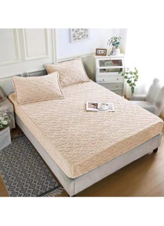 Buy Bed Sheet Set Made Of Faux Fur, Soft Double Size Bed Sheet with Pillowcases Set, 200*200 cm Off White in Saudi Arabia