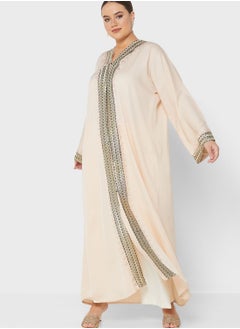 Buy Embroidered Trim Abaya With Sheila in Saudi Arabia