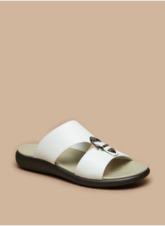 Buy Men's Textured Slip-On Sandal with Buckle Detail in UAE