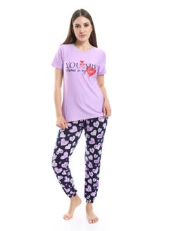 Buy Women Pajama Set With Half Sleeves And Printed Photo in Egypt