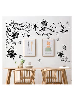 Buy Black Vines Wall Decals Flowers Wall Stickers Twigs Vine Wall Decal DIY Removable Vinyl Chrysanthemum Wall Decor for Baby Kids Girls Bedroom Living Room Offices TV Sofa Background Home Wall Corner in UAE