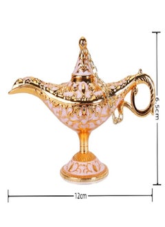 Buy Antique style lamp of the magic lamp of Aladdin fairy tale gold white marble 12x4x7.5 cm in Saudi Arabia